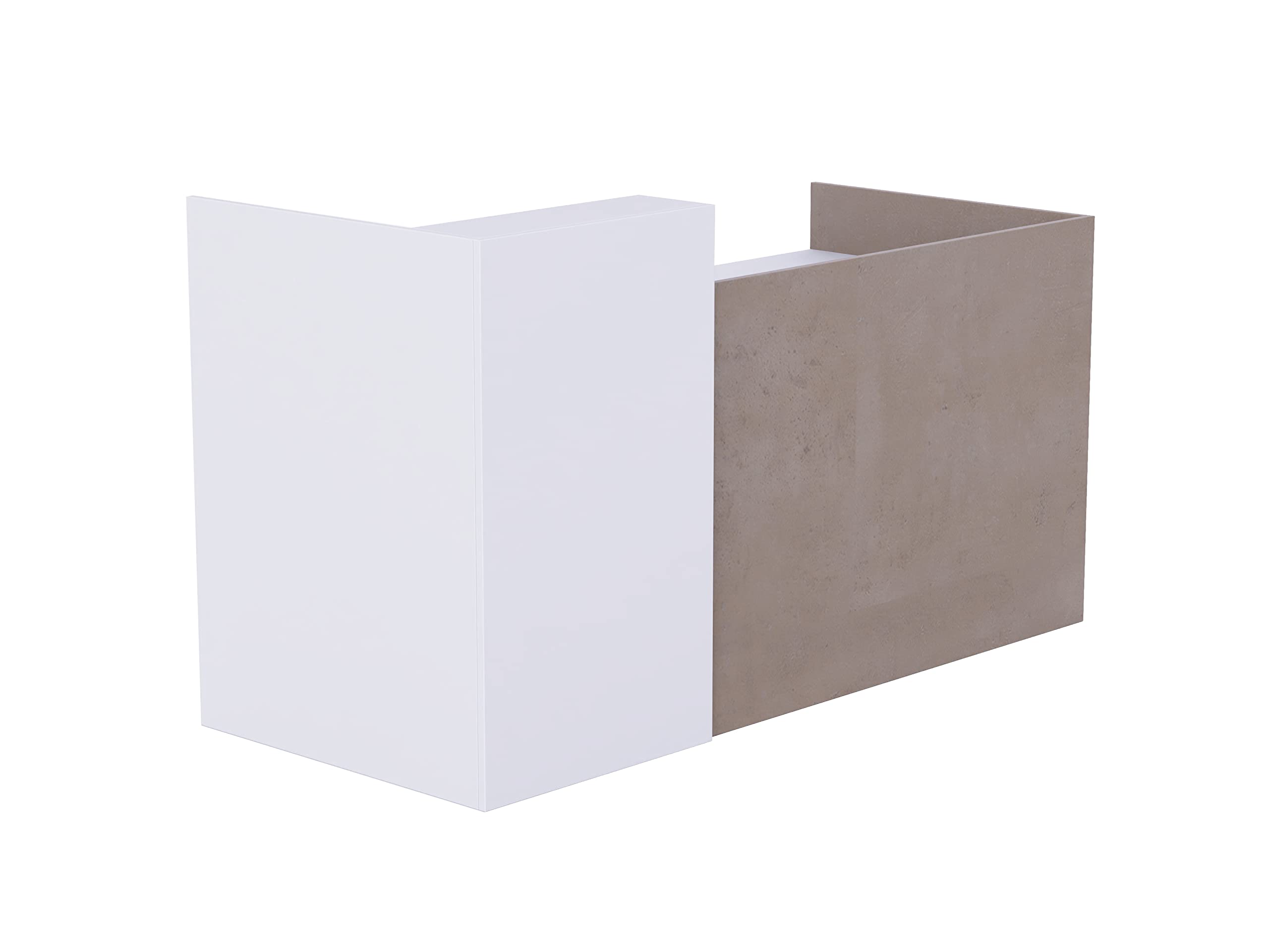 Mahmayi REC2-RDSK-LCWHT REC-2 Designer Reception Desk For Office Space, Front Office Desk (Light Concrete-White)