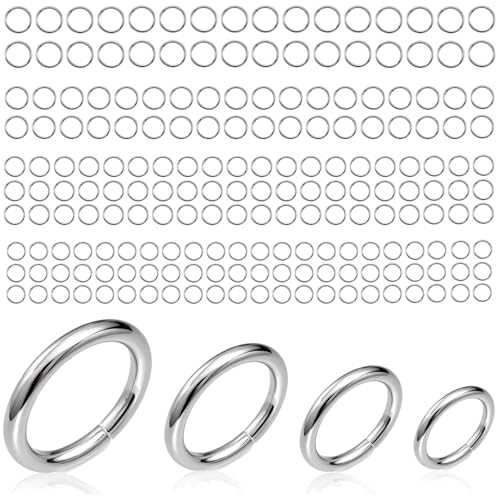 2000 PCs No Tarnish Stainless Steel Jump Rings for Jewelry Making 4 Sizes 4-7mm 20 Gauge Thickness Silver (Mixed Size)