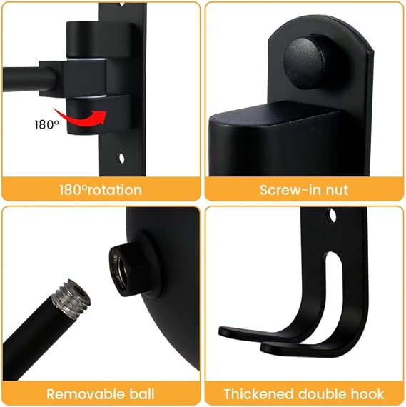 Motorcycle Helmet Stand,Wall Mount Rotatable Helmet Display Storage Rack,Can Hang Baseballs Rugby bicycle Caps bag Keys and Coats.