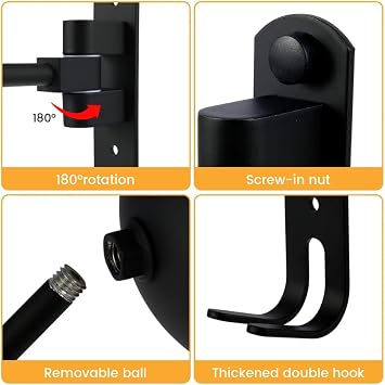 Motorcycle Helmet Stand,Wall Mount Rotatable Helmet Display Storage Rack,Can Hang Baseballs Rugby bicycle Caps bag Keys and Coats.