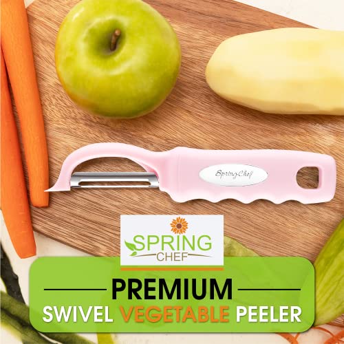 Spring Chef Premium Swivel Vegetable Peeler, Soft Grip Handle And Ultra Sharp Stainless Steel Blades - Perfect Kitchen Peeler For Veggie, Fruit, Potato, Carrot, Apple - Pink Lemonade #TOP6