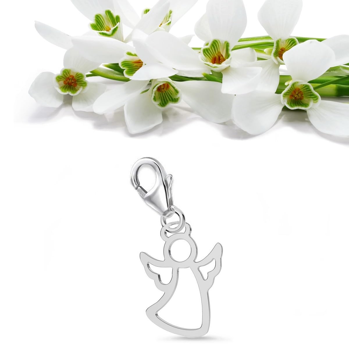 Goldene Hufeisen Pendentif mousqueton en argent véritable 925 pour bracelet à breloques, 25 x 12 x 1 mm, Argent sterling, Pas de pierre précieuse
