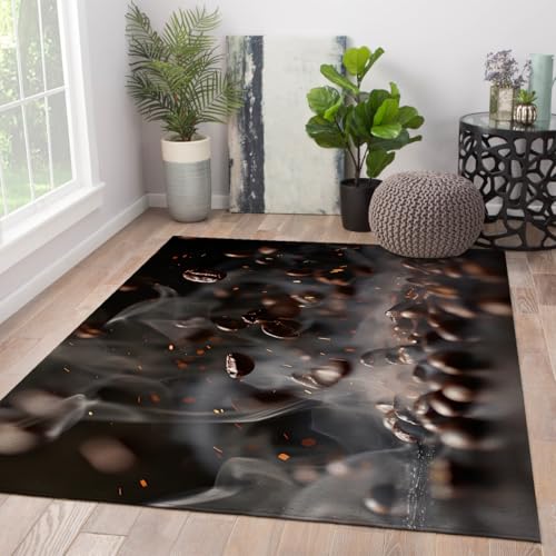 Tapis de luxe moderne abstrait 180x240cm de salon aux reflets grains de café - 2