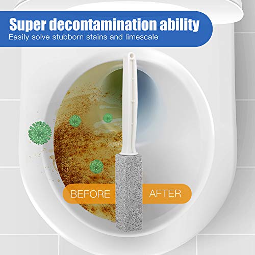 2 Pack Pumice Stone Brush Toilet Bowl Cleaner With Extra Long Handle, 100% Natural Pumice Toilet Brush For Household Cleaning, Hard Water Cleaner Remover For Toilet, Pool, Bathroom, Tiles & Bbq Grills #TOP3