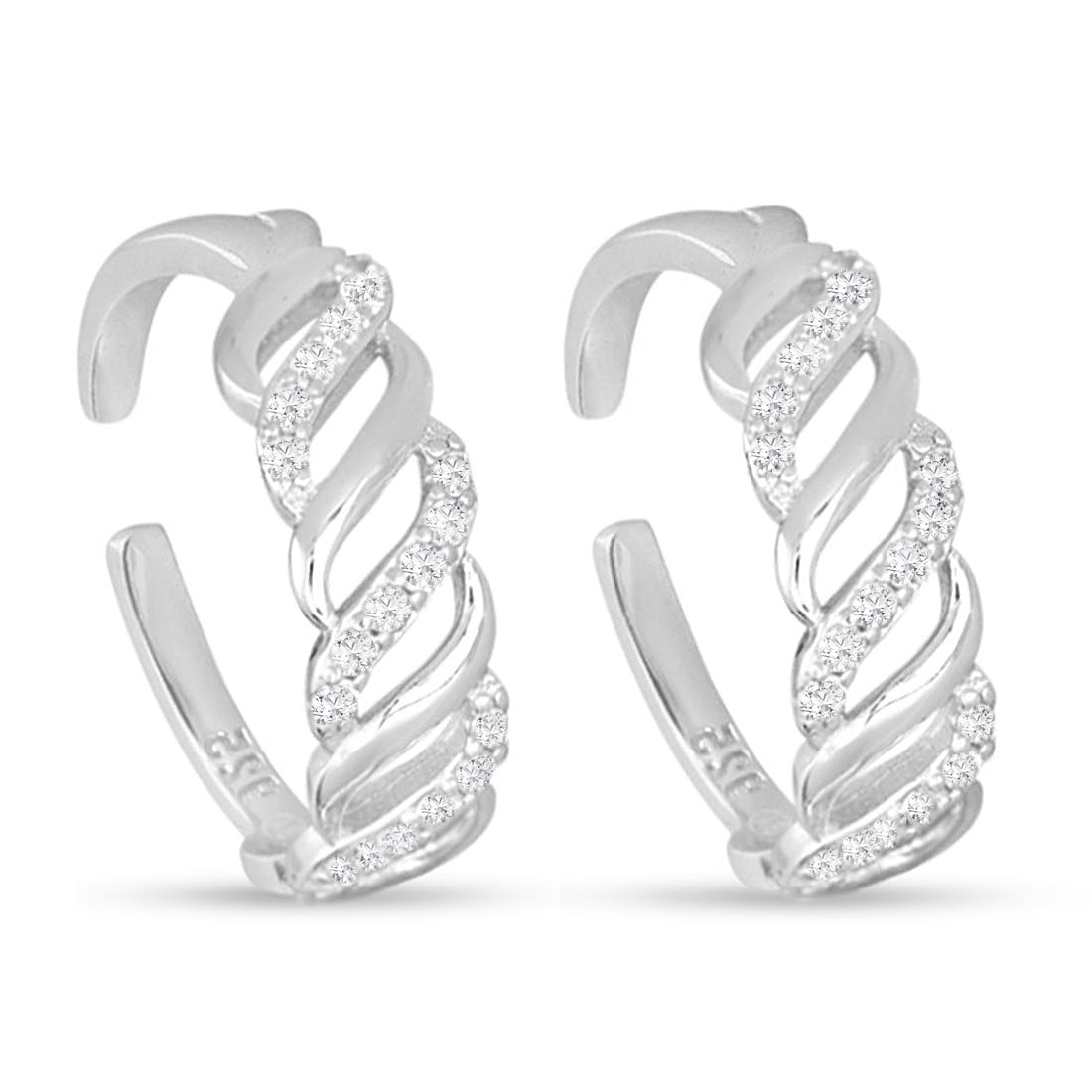 ZAVYA 925 Sterling Silver Wavy Cubic Zirconia CZ Rhodium Plated Adjustable Pair Toe Ring for Women | Stylish Silver Jewellery | Gift for Women | With Certificate and 925 Hallmark (B09V2FC29B) Amazon Price History, Amazon Price Tracker