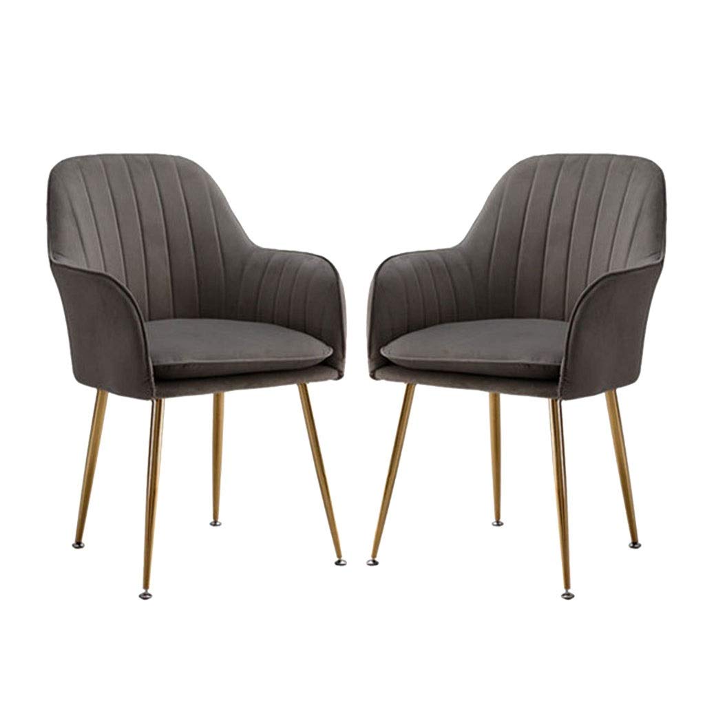 SJIALEN Soft Velvet Dining Chair,Sturdy Metal Legs for Office Lounge Dining Kitchen Bedroom Study Lounge Chairs Kitchen Chair (Color : Gray-C, Size : 2pcs)