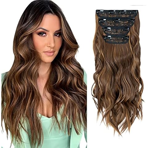 Elailite Extensiones de Clip de Pelo 4 Piezas Ondulado 55cm Cover