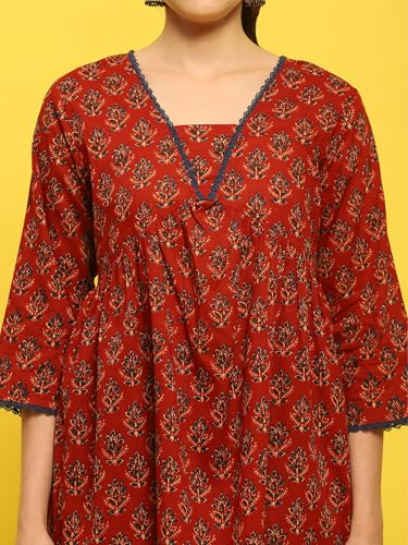Image of Shree Women Liva (Rayon) White Floral Print Kurta
