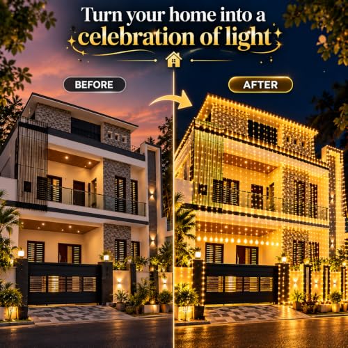 Image of One94Store LED Pixel String Light Pack of 1 - 36 Ft Copper Wire Fairy Lights, Bright Warm White Lights for Diwali Decoration, Home Decor, Pooja, Festival, Christmas, Wedding & Party