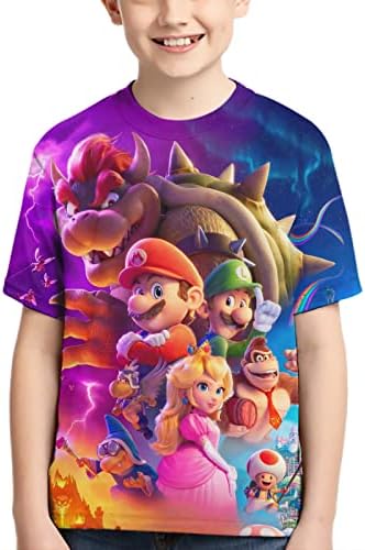 Youth Cartoon T-Shirt Crewneck Short Sleeve Novelty Tops Tee for Boys and Girls Animation-2 Small