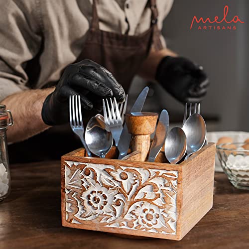 Wooden Spinning Pen Holder (Whitewash), “Ajenta” Distressed 4 Section Pencil Holder – 3600 Rotating Desk Organizer, Art Supplies & Spinning Organizer For Office, Home – Decorative Desk Supplies #TOP3