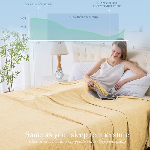 Image of Cooling Blanket Throw Size, 50 inchx70 inch Cooling Blankets for Hot Sleepers, Cold Blanket Thin Lightweight Breathable Soft for Couch Bed, Lightweight Blanket Keep Cool for Night Sweats