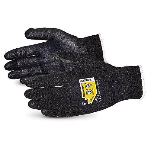 Superior Glove High Abrasion and Cut Resistant Gloves with Foam Nitrile Palm Touchscreen (Dexterity S13NGFN) 1 Pair of Large Gloves
