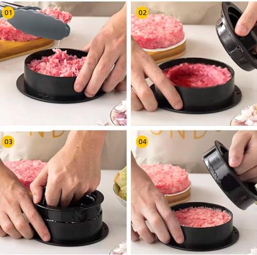 Forma para Hambúrguer Recheado 3 em 1 Premium - Hamburguer Gourmet Caseiro, Fácil Uso, Churrasco & L