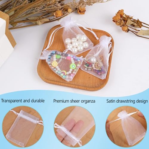 Image of Dealglad 50pcs Drawstring Organza Jewelry Candy Pouch Christmas Wedding Party Favor Gift Bags (3x4 inch, White)