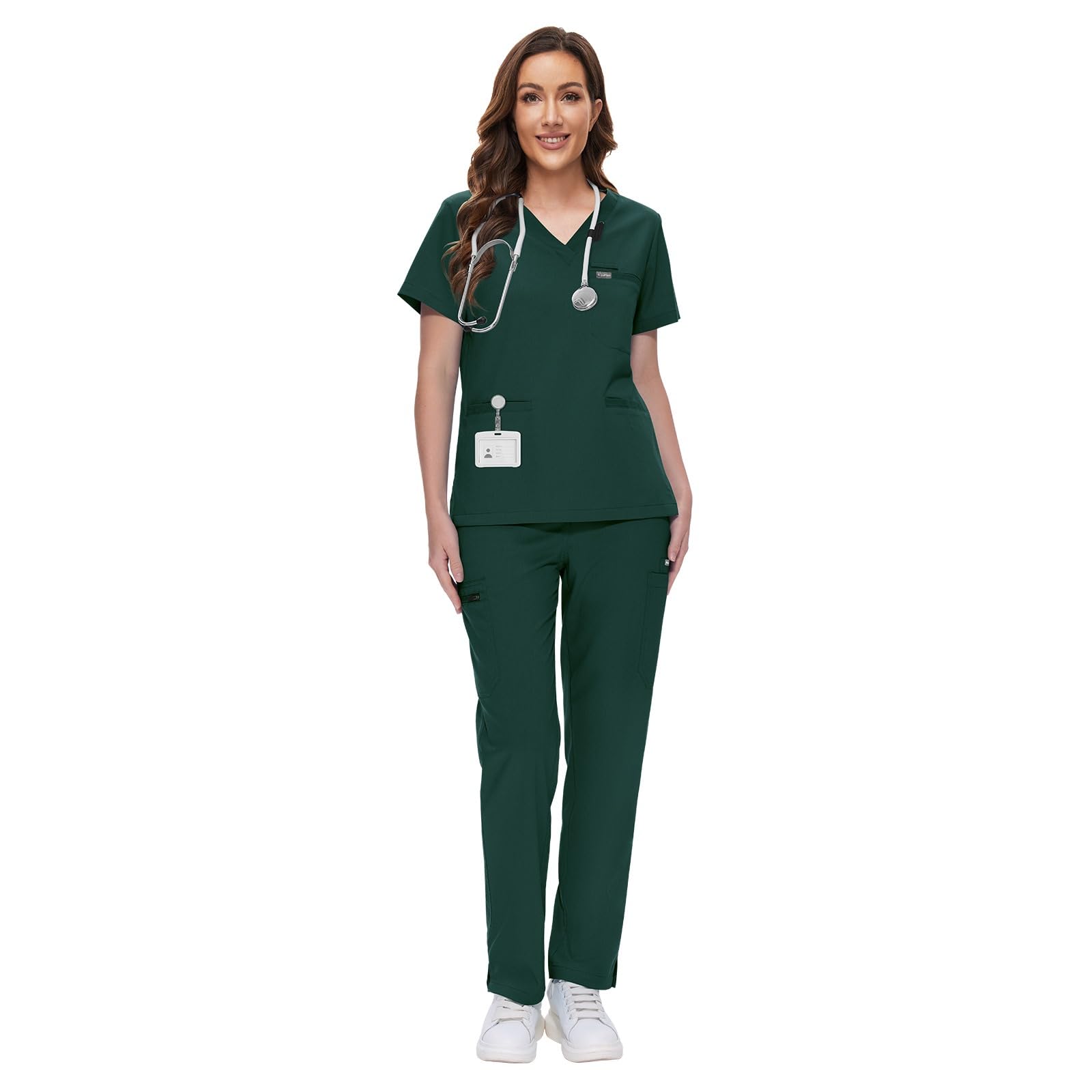 VIAOLI Scrubs for Women Set - Comfortable & Stylish Medical Scrubs Straight Leg Nurse Scrub Set Clearance