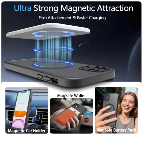 Image of for iPhone 11 Case [Compatible with Magsafe] Translucent Matte Phone Cover, [10 FT Military Grade Drop Protection] Slim Durable Shockproof Protective Bumper (Black Magnetic, iPhone 11)