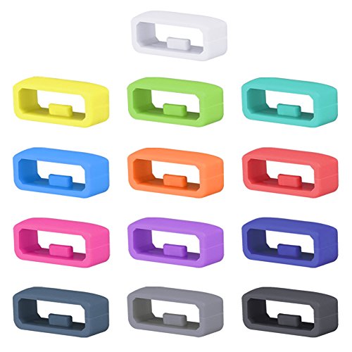 SKYLET 18mm Rubber Silicone Watch Band Strap Fastener Ring Loops Replacement Secure Keepers Holder Retainer with Little Nubs Compatible for Garmin Vivofit 1/2/Vívosmart HR Bands, 13 Pack-Colorful