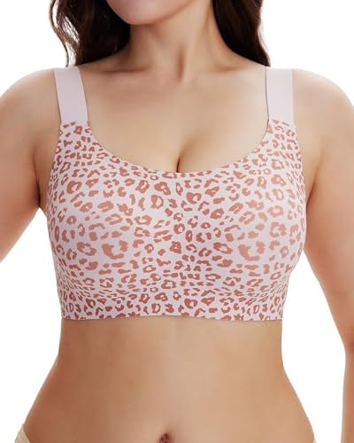 Jiuday Damen BH ohne Bügel Große Brüste Starker Halt Push Up BH ohne Buegel Bequemer Seamless T Shirt Soft Bra Gepolstert Nahtloser Bralette mit Extender