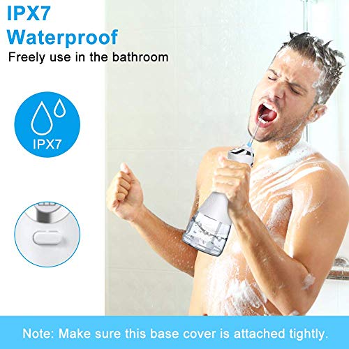 Water Flosser Cordless Oral Irrigator Portable Rechargeable Dental Flossers with 5 Modes & 6 Tips Water Flossing with 300ml Water Tank for Home and Travel, Braces & Bridges Care