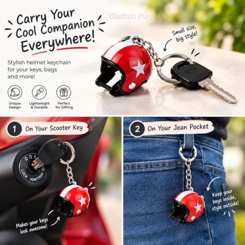 Image of Mini Hammer Shaker Toy Keychain for Kids Adults & Stress Relief School College Hand Bag Hanger Pendant Ages 3+ (scooty Helmet)