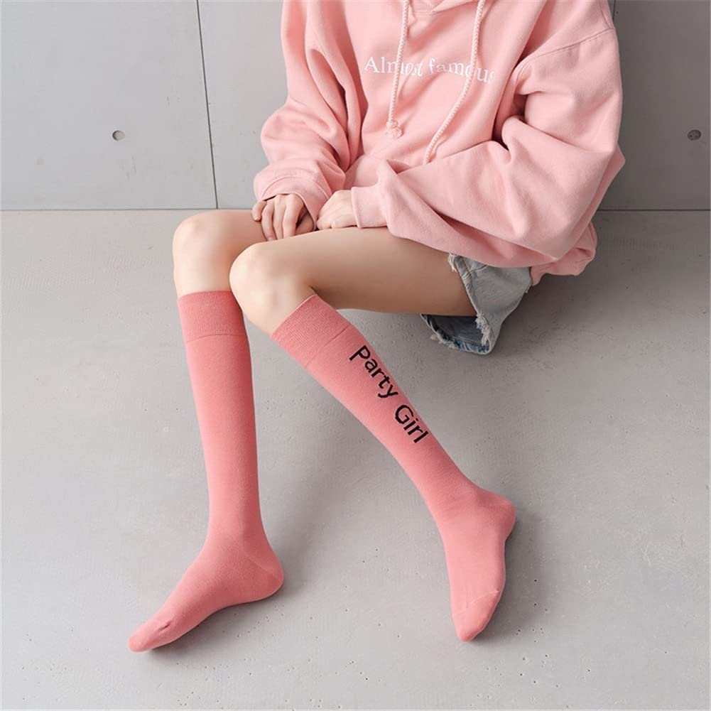 4 Pares de Calcetines con Letras for Mujer, Calcetines de Tubo Alto, Calcetines de Pantorrilla, Calcetines Deportivos de Calle de Tendencia de algodón, Estilo de Tendencia