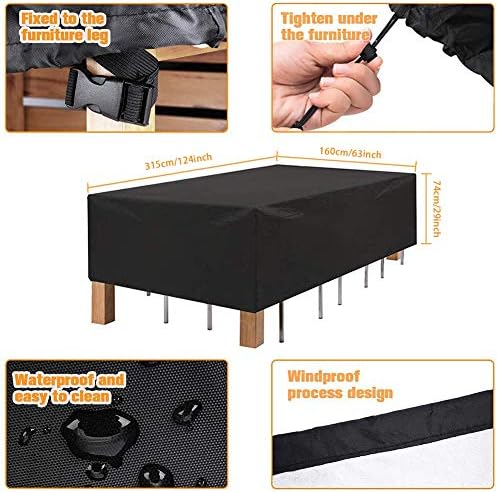 Furniture Cover, Heavy Duty Rectangular 420D Oxford Fabric Patio Furniture Table Chair Covers UV Resistant Tear-Resistant, Outdoor Durable Waterproof Dustproof Anti-UV Cover for Garden (71x47x29inch)