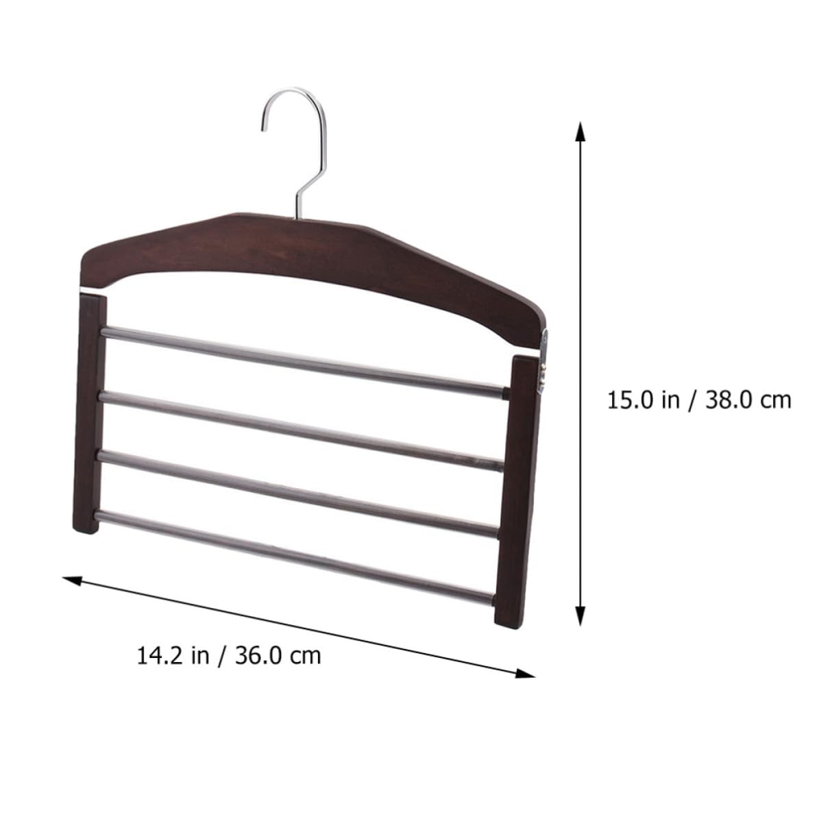 Organizador de Secado de Madera para Ropa y Pantalones, 4 Perchas Antideslizantes Ganchos Giratorios, para Colgar en Espacios Reducidos