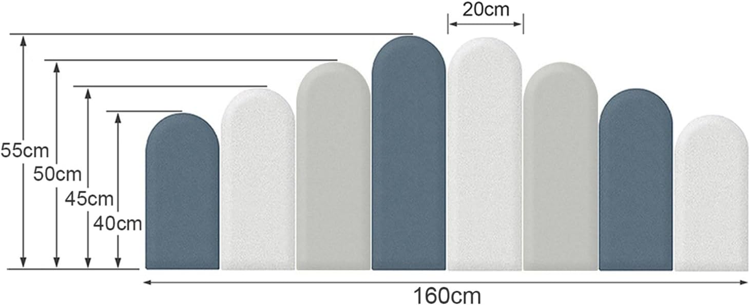 Self-Adhesive Headboard Upholstered Wall Panels 3D Anti-Collision Wall Stickers for Bedroom Bed Background Wall Decor(Color:Gray,Size:160cm)