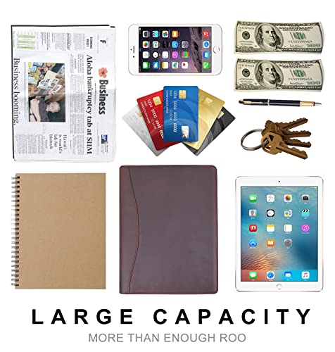 Azxcg Leather Portfolio Clipboard, Resume Padfolio Folder, Professional Business Organizer For A4 Notepad, A4 Writing Pad For Business/School/Office, Document Portfolio For Men/Women, Darkbrown #TOP3