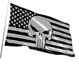 Fun Flags Punisher Skull American Black And White Flag - Durable and Weather Resistant Patriotic Flags, Vibrant Color USA Banner, 3x5 Indoor And Outdoor Flag
