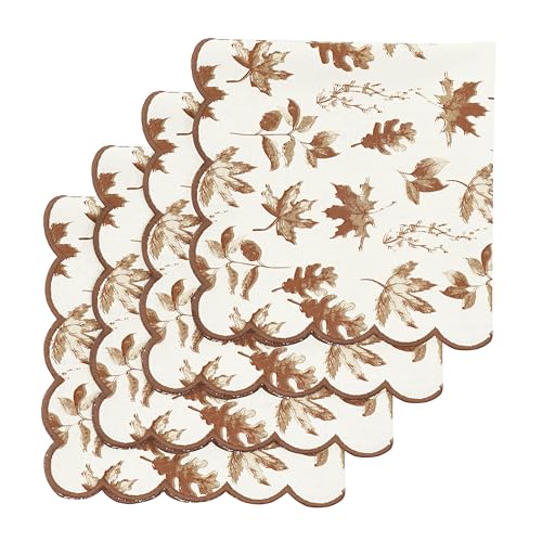 Image of PurpleEssences Scalloped Cloth Napkins 18x18 in - Aurelia Edges Rust