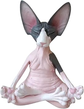 تمثال Sphynx Cat Meditating ، التأمل في التفكير في تمثال حديقة القط ، تمثال Zen Yoga Pose Buddha Cat للمنزل ، ديكور المكتب ، هدايا لديكورات مكتب المرأة
