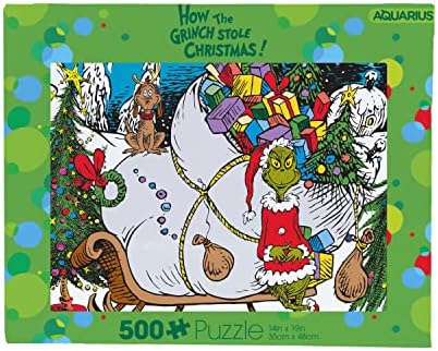 AQUARIUS Grinch Puzzle (500 Piece Jigsaw Puzzle) – Glare Free – Precision Fit – Virtually No Puzzle Dust – Officially Licensed Grinch Collectibles – 14×19 Inches