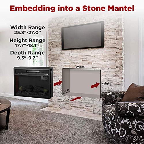 Turbro In-Flames 26 Inch In-Wall Recessed Electric Fireplace - 7 Flame Effects, Infrared Quartz, Adjustable Thermostat And Timer - Inf26 #TOP5