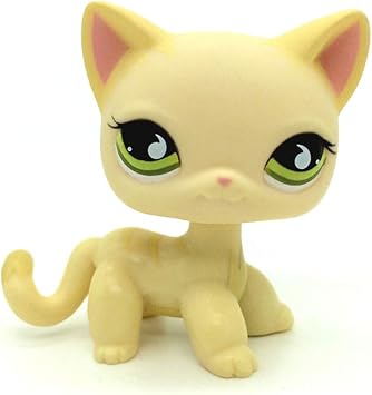 Mini Pet Toy Collection #733 Yellow Cream Short Hair Cat Cute Green Eyes Kitty