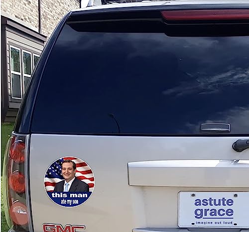 Image of Funny Car Stickers inchThis Man Ate My Son inch - Ted Cruz Vinyl Decal for Cars, Trucks, Boats, Laptops, Mugs, Motorcycle, Bicycle and Luggage - Vinyl Sticker 2 Pack | 4x4 in | AG-695
