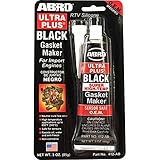 ABRO Ultra Plus 999 RTV Silicone Sealant and Gasket Maker, for Import Engines, Sensor Safe, Non-Corrosive, High Temp Silicone Sealant, 650 Degrees F, 3 oz. Tube - Black