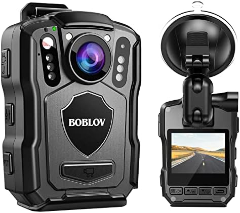 BOBLOV M5 2K Police Body Camera, GPS Enabled &1440P Body Mounted Cam, 64G Body Cam Built-in 4200MAH Battery,15Hours Record, IP67 Waterproof, Night Vision Law Enforcement with Car Suction Mount