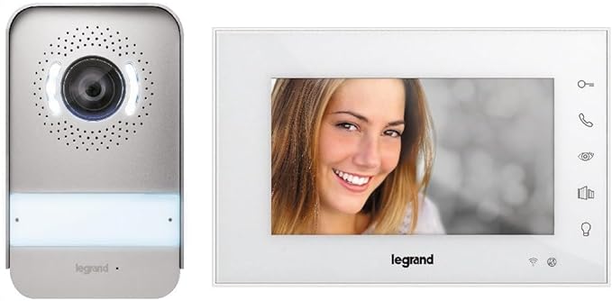 LEGRAND EASYKIT WiFi, Kit de Videoportero Conectado, 2 hilos, Monitor a color de 7" y Placa de Calle Cámara Gran Angular, Control Mediante App, 1 o 2 Unidades Familiares, Blanco, 360910