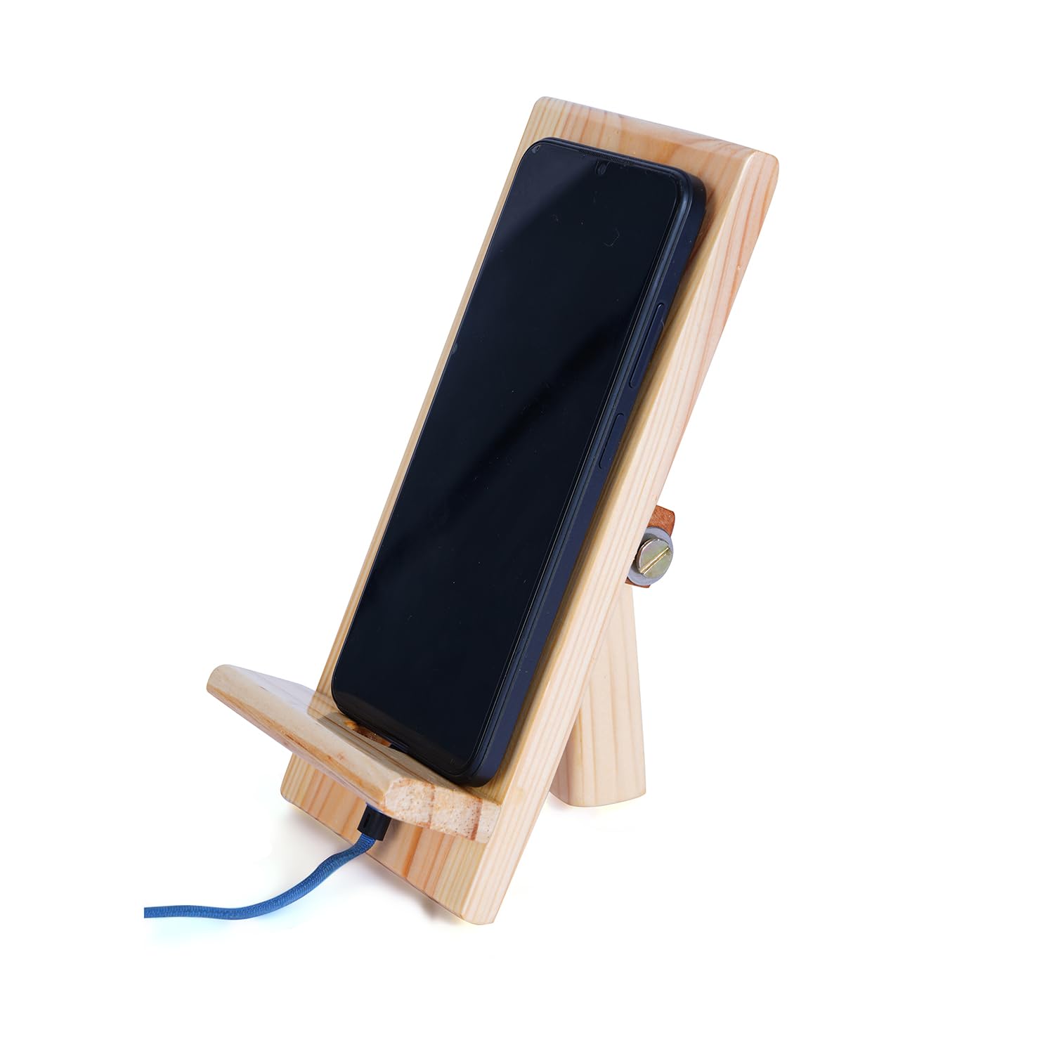 Wooden Mobile Stand – Wooden Portable Mobile Stand for Table – Cell Phone Stand for All Smart Phones and iPhone - Mobile Holder with Plug Socket (Adjustable) (B0CWPP2CGQ) Amazon Price History, Amazon Price Tracker