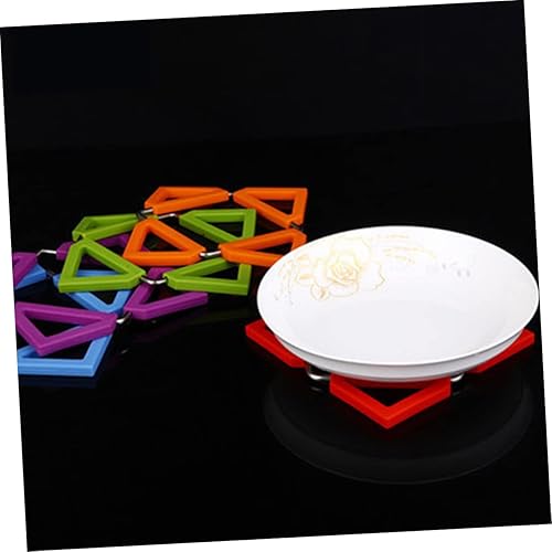 Miniatura 6 de SOLUSTRE 6 posavasos de corcho plegable de silicona, mini trípode, manteles individuales cuadrados, posavasos antideslizantes, soporte para ollas