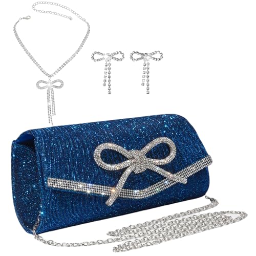 ele ELEOPTION Bow with Necklace Set Evening Bag Clutch Purses