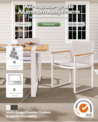 Image of Outdoor Dining Table for 6, HDPS+ Aluminum Patio Dning Table | Sturdy U-Shape Leg, Size: 67.4 inchL*32.3 inchW*29.6 inchH