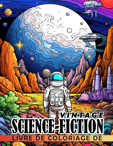 Livre de coloriage de science-fiction vintage: Illustrations en niveaux de gris de l'âge d'or des