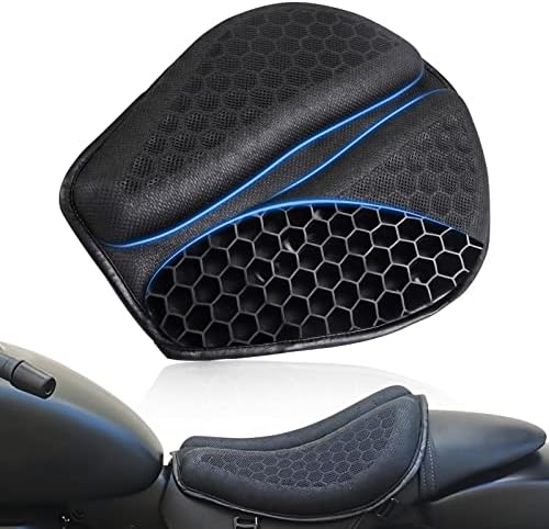 SKYJDM Foldable Motorcycle Gel Seat Cushion, Large 3D-Honeycomb Structure Shock Absorption & Breathable Motorcycle Gel Seat Pad for Long Rides (L)