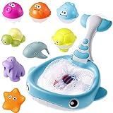 🐳【Interressanter Wasser Spielzeug】Der Große Saugnapf kann beim entfernen der Luft fest auf einer glatten oberfläche adsorbiert werden. Es kann auf Fliesen, Glas, Baby Badewannen und Badewannen geklebt werden. Badewannenspielzeug Baby ist eine unglaubliche Wahl, um Kinder während der Badezeit zu unterhalten