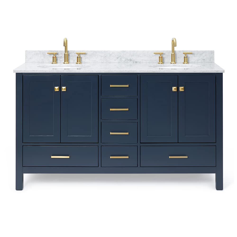 Buy ARIEL Cambridge 61" Inch Midnight Blue Bathroom Vanity with Italian