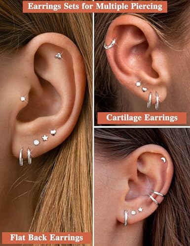 Set 18 Paia Orecchini In Acciaio Inox 316L ORAZIO – Stella, Luna, Cuore, Geometrici Ipoallergenici Per Donna