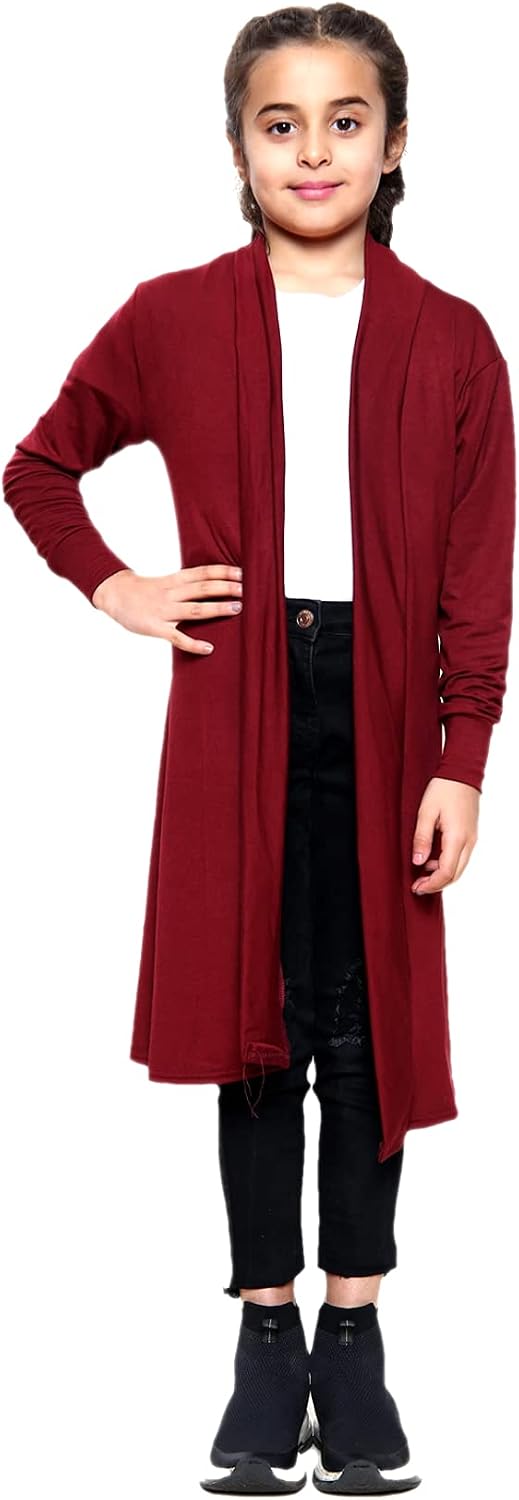Girls Boyfriend Cardigan Plain Long Sleeve Fashion Open Top Age 5-14 Years